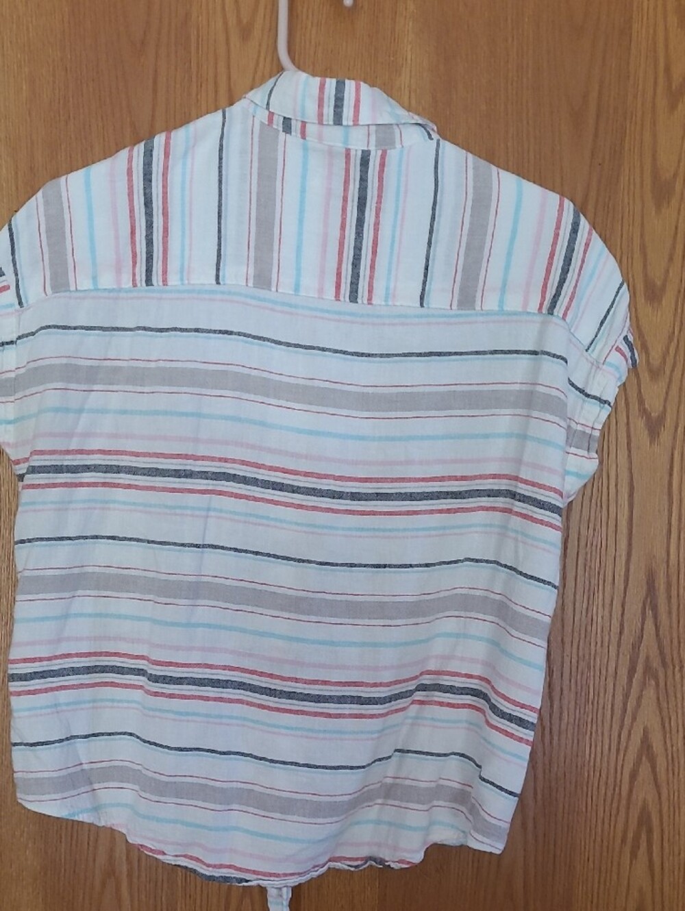 Vintage Striped Button-Up in Pastel Blue, Pink, Gray and Taupe - Picture 2 of 5